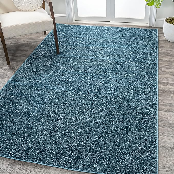 Eyely UES100H-6 Supersoft Haze Solid Low-Pile Indoor Area Rug, Coastal, Bohemian, Minimalist, Classic, Casual for Bedroom,Kitchen,Living Room,Non Shedding,Easy-Washing, Blue, 6 X 9