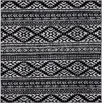 SAFAVIEH Tulum Collection Area Rug - 8' Square, Black & Ivory, Moroccan Boho Tribal Design, Non-Shedding & Easy to Clean, Ideal for Living Room, Bedroom, Dining Space (TUL272Z)