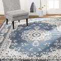 Home Dynamix Premium Sakarya Traditional Medallion Border Area Rug, Midnight Blue, 9'2"x12'5" Rectangle