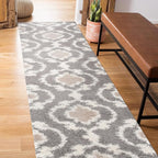 Rugshop Cozy Moroccan Trellis Indoor Shag Runner Rug 2' x 10' Gray/Cream