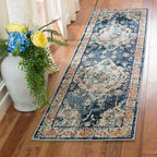 SAFAVIEH Monaco Collection Runner Rug - 2'2" x 10', Navy & Light Blue, Boho Chic Medallion Distressed Design, Non-Shedding & Easy Care, Ideal for High Traffic Areas in Living Room, Bedroom (MNC243N)
