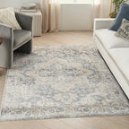Nourison Home Astra Machine Washable Grey Blue 5'3" x 7' Area Rug - Easy Clean, Non Shedding, Bed Room, Living Room, Dining Room, Kitchen (5' x 7')