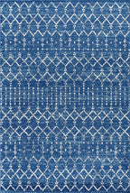 JONATHAN Y Boho Vintage Diamond Blue/White Indoor Area Rug 8X10 ft, Moroccan Hype for Living Room, Bedroom, Kitchen, Office, Easy-Cleaning, High Traffic, Pet-Friendly, Non-Shedding (MOH101A-8)