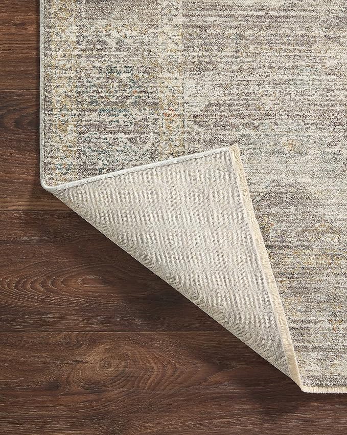 Loloi Magnolia Home by Joanna Gaines Millie Collection MIE-05 Stone/Natural 5'-3" x 5'-3", .25" Pile Height, Round Area Rug