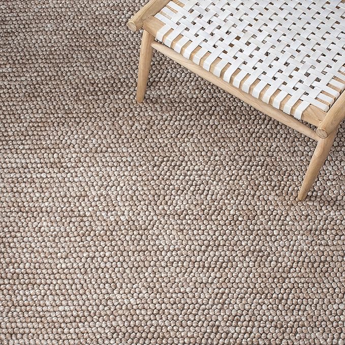 SAFAVIEH Natura Collection Area Rug - 6' Square, Brown, Handmade Wool Blend, Textured Design, Ideal for Living Room, Bedroom, Dining Space (NAT620T)