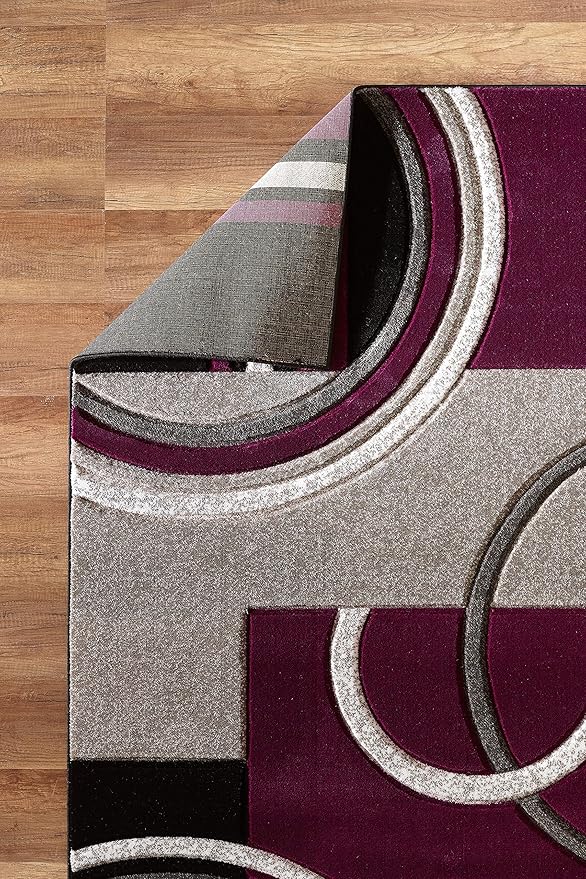 GLORY RUGS Area Rug Modern 8x10 Purple Soft Hand Carved Contemporary Floor Carpet with Premium Fluffy Texture for Indoor Living Dining Room and Bedroom Area