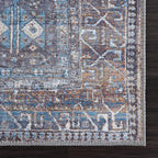 Bloom Rugs Washable 12 ft Runner - Slate Gray/Blue Traditional Runner for Entryway, Hallway, Bathroom, and Kitchen - Exact Size: 2.5' x 12'