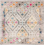 SAFAVIEH Madison Collection Area Rug - 3' Square, Grey & Yellow, Boho Diamond Distressed Design, Non-Shedding & Easy Care, Ideal for High Traffic Areas in Living Room, Bedroom (MAD418F)