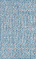 Unique Loom Outdoor Trellis Collection Area Rug - Tribal Trellis (5' 1" x 8' Rectangle, Aqua/ Ivory)