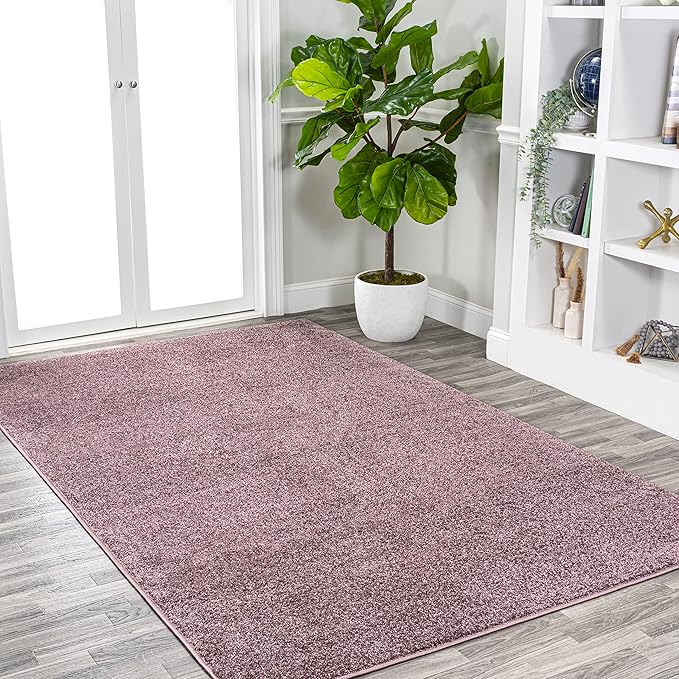 Eyely UES100R-8 Supersoft Haze Solid Low-Pile Indoor Area Rug Casual;Contemporary;Solid;Traditional, Bedroom, Kitchen, Living Room, Easy-Cleaning, Non-Shedding, 8 X 10, Light Purple