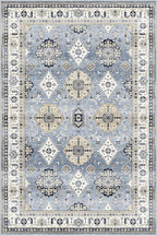 Dripex Vintage Washable Area Rug - 3x5 Entryway Rug for Indoor Door Mat Low-Pile Non-Slip Bedside Rug Bedroom Oriental Medallion Floral Print Carpet Soft Accent Rug Farmhouse Office Home Decor