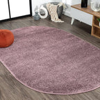 JONATHAN Y Haze Solid Low-Pile Light Purple 6x9 Oval Indoor Area Rug, Coastal,Bohemian,Minimalist,Classic, Easy-Cleaning for Living Room,Bedroom,Kitchen,Pet Friendly,Non-Shedding (SEU100R-6OV)