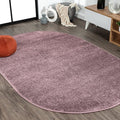 JONATHAN Y Haze Solid Low-Pile Light Purple 4x6 Oval Indoor Area Rug, Coastal,Bohemian,Minimalist,Classic, Easy-Cleaning for Living Room,Bedroom,Kitchen,Pet Friendly,Non-Shedding (SEU100R-4OV)