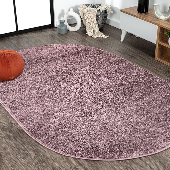 Eyely UES100R-3OV Supersoft Haze Solid Low-Pile Indoor Area Rug Casual;Contemporary;Solid;Traditional, Bedroom, Kitchen, Living Room, Easy-Cleaning, Non-Shedding, 3 X 5 Oval, Light Purple