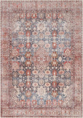 Kuden 10x14 Large Area Rug, Machine Washable Area Rug with Non-Slip Backing, Vintage Style, Soft, Easy Clean, Low Pile Rug for Living Room, Bedroom, Dining Room