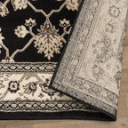 Superior Elegant Kingfield Collection Area Rug, 8mm Pile Height with Jute Backing, Classic Bordered Rug Design, Anti-Static, Water-Repellent Rugs, 5' x 8', Black
