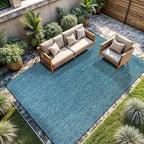 CAMILSON Outdoor Rug 8x10 Modern Area Rugs for Indoor and Outdoor Patios and Porches - Waterproof, Washable, Non-Shedding, Easy-to-Clean Outside Carpet (8 x 10, Solid - Aqua)