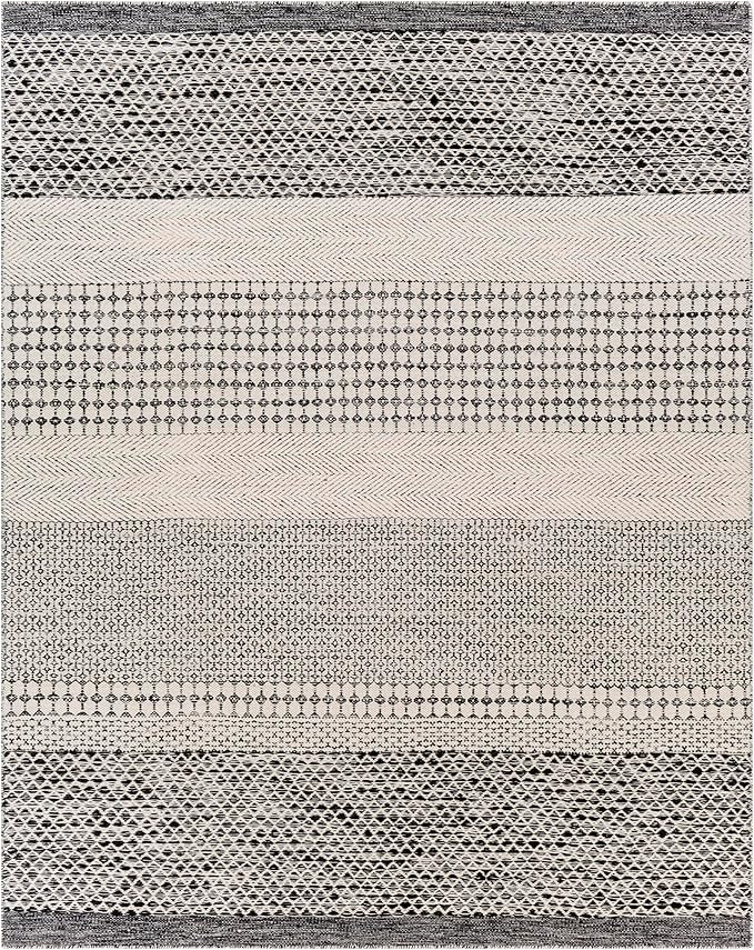 Mark&Day Wool Rugs, 9x12 Tervoort Global Black Area Rug, Blue Beige Carpet for Living Room, Bedroom or Kitchen (8'10" x 12')