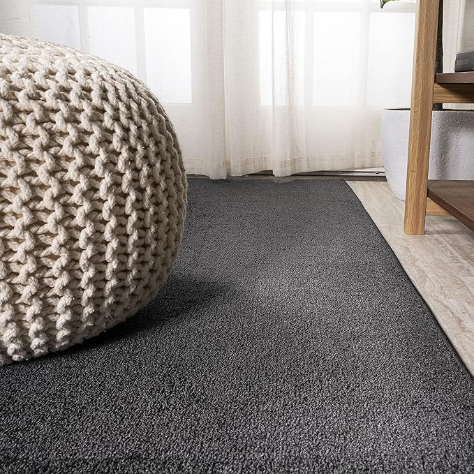 Eyely UES100I-4OV Supersoft Haze Solid Low-Pile Indoor Area Rug Casual;Contemporary;Solid;Traditional, Bedroom, Kitchen, Living Room, Easy-Cleaning, Non-Shedding, 4 X 6 Oval, Black