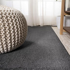 Eyely UES100I-4OV Supersoft Haze Solid Low-Pile Indoor Area Rug Casual;Contemporary;Solid;Traditional, Bedroom, Kitchen, Living Room, Easy-Cleaning, Non-Shedding, 4 X 6 Oval, Black