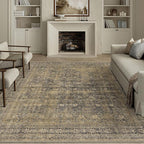 8x10 Brown Black Area Rug for Living Room Washable Vintage Distressed Carpet Large Bedroom Low Pile Non Slip Indoor Soft Retro Throw Accent Rug Office Kitchen Bathroom Dining Room