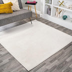 JONATHAN Y Haze Solid Low-Pile Cream 7x7 Square Indoor Area Rug, Coastal,Bohemian,Minimalist,Classic, Easy-Cleaning for Living Room,Bedroom,Kitchen,Pet Friendly,Non-Shedding (SEU100T-7SQ)