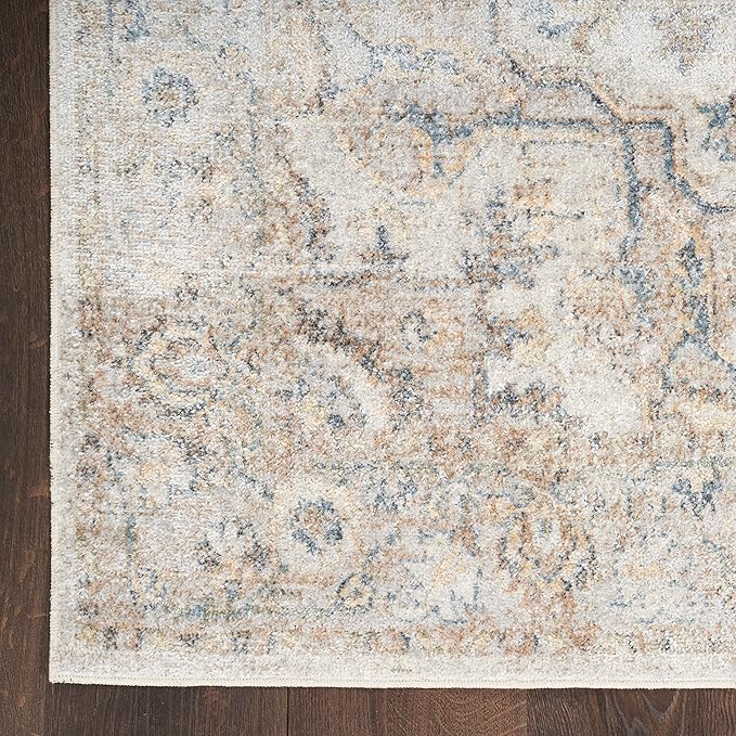 Nourison Home Astra Machine Washable Silver Grey 2' x 6' Area Rug - Easy Clean, Non Shedding, Bed Room, Living Room, Dining Room, Kitchen (6' Runner)