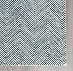 Modern Herringbone Chevron Collection Handcrafted Wool Area Rug - Durable, Zigzag Pattern, for High Traffic, Contemporary Design for Living Room, Bedroom, Dining Room Decor (Denim Blue, 9' round)