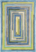 Company C Concentric Squares Area Rug Wool 8' X 10', Sky Striped