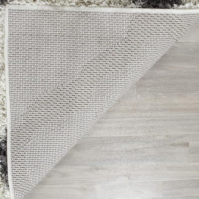 SAFAVIEH Dallas Shag Collection Area Rug - 6' Square, Ivory & Dark Grey, Trellis Design, Non-Shedding & Easy Care, 1.5-inch Thick Ideal for High Traffic Areas in Living Room, Bedroom (SGD257H)
