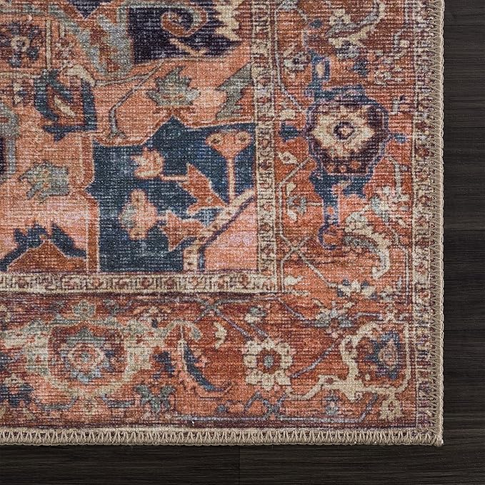 Bloom Rugs Washable Non-Slip 10x14 Rug - Beige/Terracotta Traditional Oriental Area Rug for Living Room, Bedroom, Dining Room, and Kitchen - Exact Size: 10' x 14'
