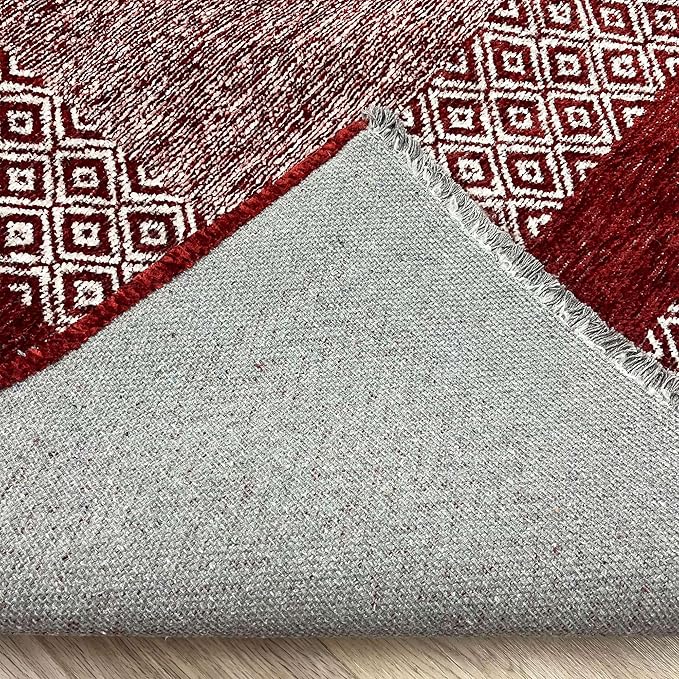 Alfa Rich 3x5 Red Burgundy Washable Area Rugs for Living Room Bedroom Kitchen Dining Cotton Runner