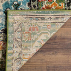 SAFAVIEH Monaco Collection Area Rug - 5'1" x 7'7", Forest Green & Light Blue, Medallion Distressed Design, Non-Shedding & Easy Care, Ideal for High Traffic Areas in Living Room, Bedroom (MNC243F)