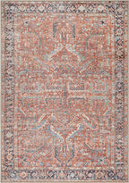 GLN Rugs Traditional Collection - Machine Washable Area Rug, Traditional Washable, Non Slip, Low Pile Chenille Rug, Living Room, Bedroom, Kitchen Rug (9' x 12' Terra/Multicolor 1168)