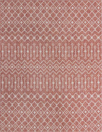 Unique Loom Outdoor Trellis Collection Area Rug - Tribal Trellis (10' x 13' 1" Rectangle, Rust Red/ Ivory)
