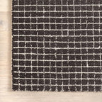 Rugs USA 6x9 Melrose Checked Wool Indoor Area Rug, Contemporary Farmhouse Charcoal/Ivory for Living Room, Bedroom, Office, Entryway, Hallway