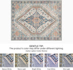 Bavni Kitchen Rug 2x7 Runner Rugs for Hallways Entryway, Washable Vintage Print Carpet, Ultra-Thin Chenille Low Pile Lightweight Rug with Non Slip Backing, Blue/Orange