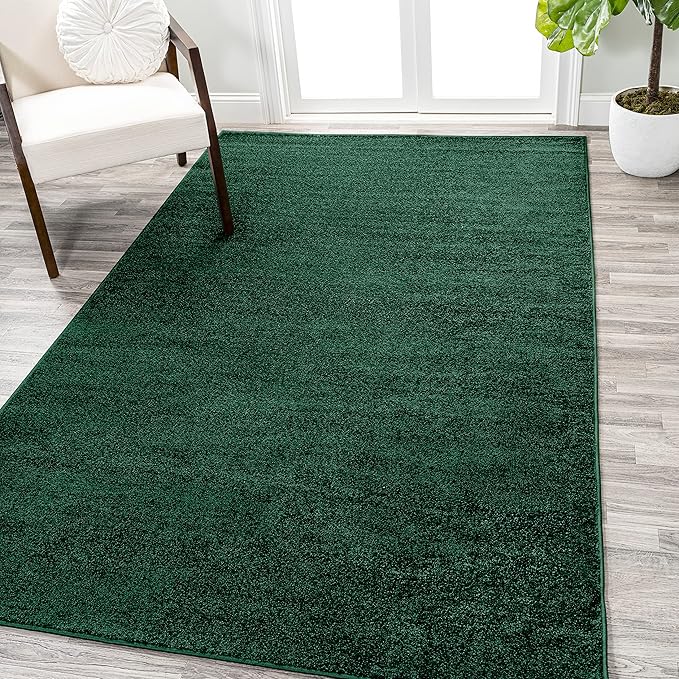 Eyely UES100L-14 Supersoft Haze Solid Low-Pile Indoor Area Rug, Coastal, Bohemian, Minimalist, Classic, Casual for Bedroom,Kitchen,Living Room,Non Shedding,Easy-Washing, Green, 10 X 14