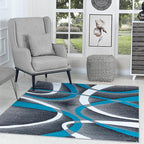 GLORY RUGS Modern Area Rug 5x7 Turquoise Swirls Carpet Bedroom Living Room Contemporary Dining Accent