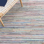 SAFAVIEH Rag Rug Collection Runner Rug - 2'3" x 7', Grey & Multi, Handmade Boho Stripe Cotton, Ideal for High Traffic Areas in Living Room, Bedroom (RAR121M)