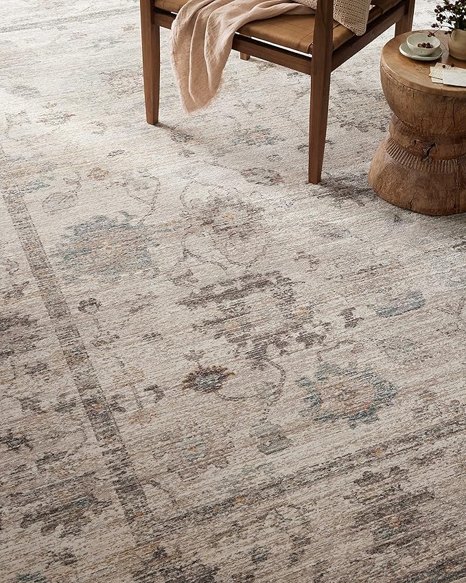 Loloi Magnolia Home by Joanna Gaines Millie Collection MIE-01 Silver/Dove 3'-6" x 5'-6", .25" Pile Height, Accent Rug