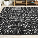 JONATHAN Y Boho Vintage Diamond Black/Ivory Indoor Area Rug 8X10 ft, Moroccan Hype for Living Room, Bedroom, Kitchen, Office, Easy-Cleaning, High Traffic, Pet-Friendly, Non-Shedding (MOH101D-8)