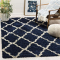 SAFAVIEH Dallas Shag Collection Area Rug - 6' x 9', Navy & Ivory, Trellis Design, Non-Shedding & Easy Care, 1.5-inch Thick Ideal for High Traffic Areas in Living Room, Bedroom (SGD257N)