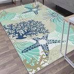 Tritard Coastal Area Rugs Nautical Beach Themed Non-Slip Machine Washable Rugs Modern Floor Carpet for Living Room Bedroom, 3x5, Navy