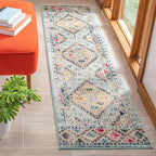 SAFAVIEH Madison Collection Runner Rug - 2'2" x 10', Blue & Yellow, Boho Diamond Distressed Design, Non-Shedding & Easy Care, Ideal for High Traffic Areas in Living Room, Bedroom (MAD418K)