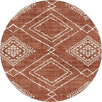 ReaLife Rugs Machine Washable Area Rug - Living Room Bedroom Bathroom Kitchen Entryway Office - Non Slip Low Pile Stain Resistant Premium - Moroccan Diamond Tribal - Jax - Orange 6' Round