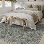 Area Rug 6x9 Gray Living Room Washable Vintage Carpet Non Slip Indoor Retro Traditional Grey Accent Throw Large Rug for Office Bedroom Dining Room Playroom