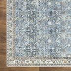 Bloom Rugs Washable Non-Slip 6' x 9' Rug - Blue/Beige Traditional Area Rug for Living Room, Bedroom, Dining Room, and Kitchen - Exact Size: 6' x 9'