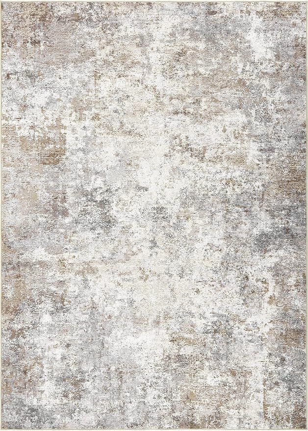 12x18 Area Rug Living Room Rugs - Washable Neutral Modern Abstract Soft Thin Rug Indoor Floor No Slip Rug Carpet for Bedroom Under Dining Table Home Office Decor - Blue/Light Brown