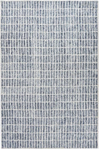 Hand-Tufted 100% Wool Area Rug – Unique Modern Geometric Grid Pattern, Soft Plush Textured Carpet for Living Room, Bedroom, Dining Room & Entryway (Denim Blue, 5' x 7')